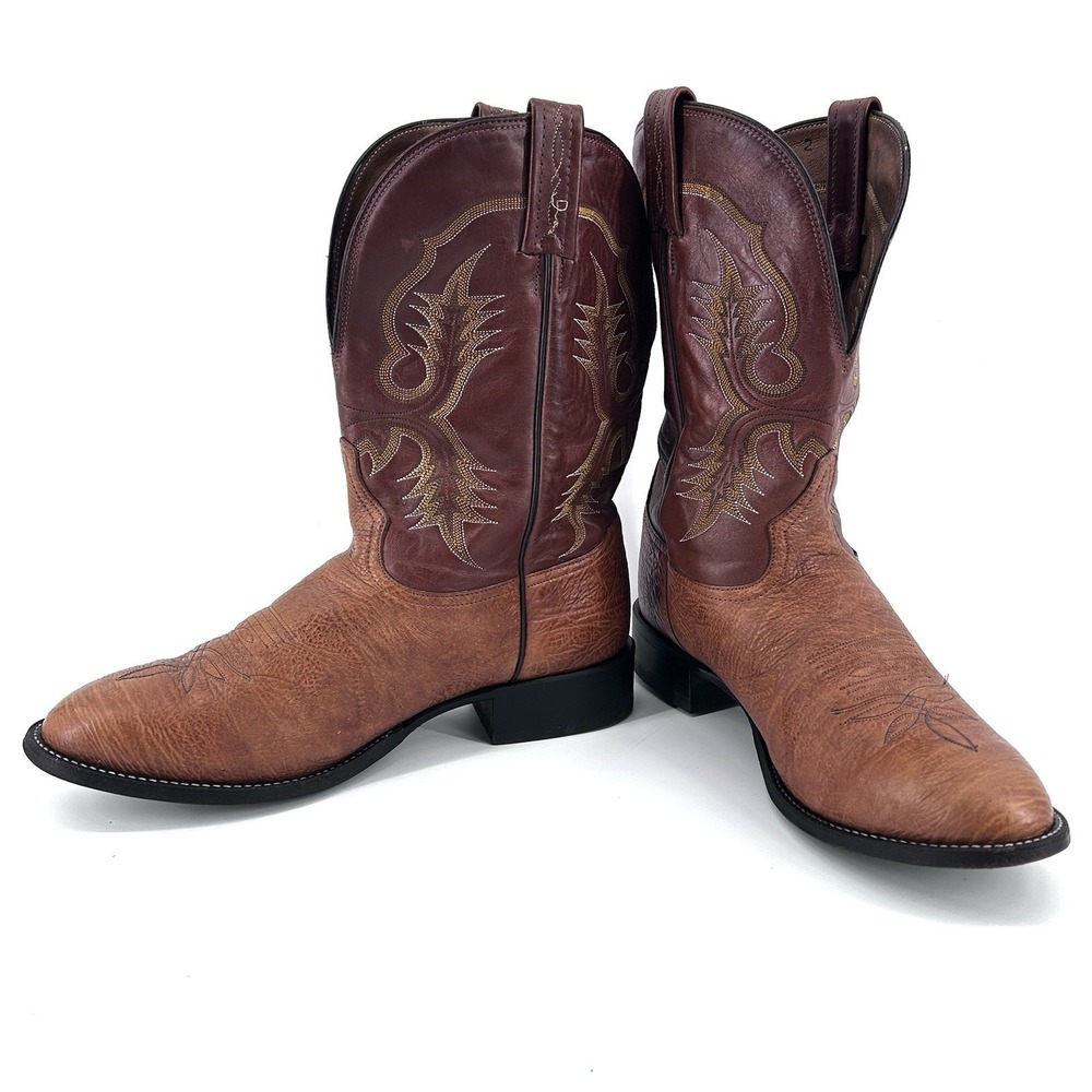 Tony Lama Leather Western Cowboy Boots Mens 12 Brown Rodeo Concert Ranch Work - Picture 2 of 16